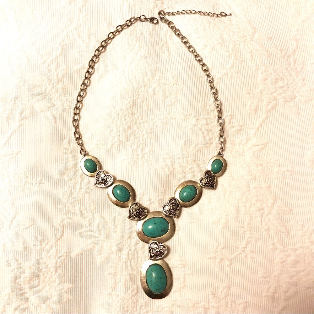 Stunning silver plated turquoise necklace - Picture 3 of 7